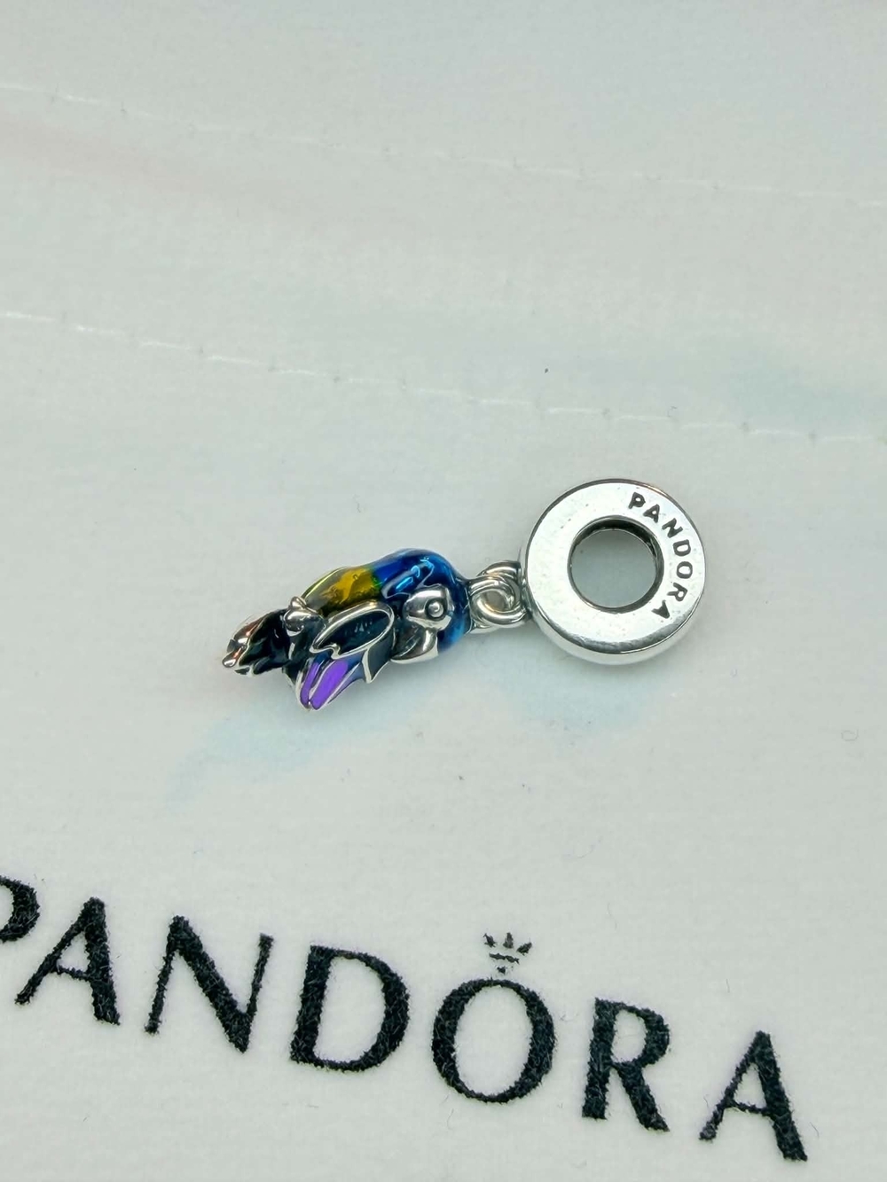 Pandora Multicolor Enamel Floral Dangle Charm - Blue Purple Yellow Green